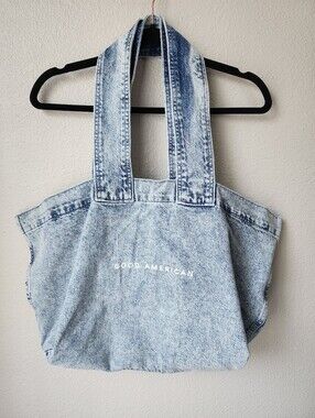 Good American NEW Denim Acid Washed Tote Color Light Wash